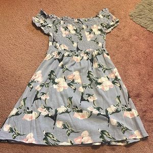 Blue Dress with Pink Flowers